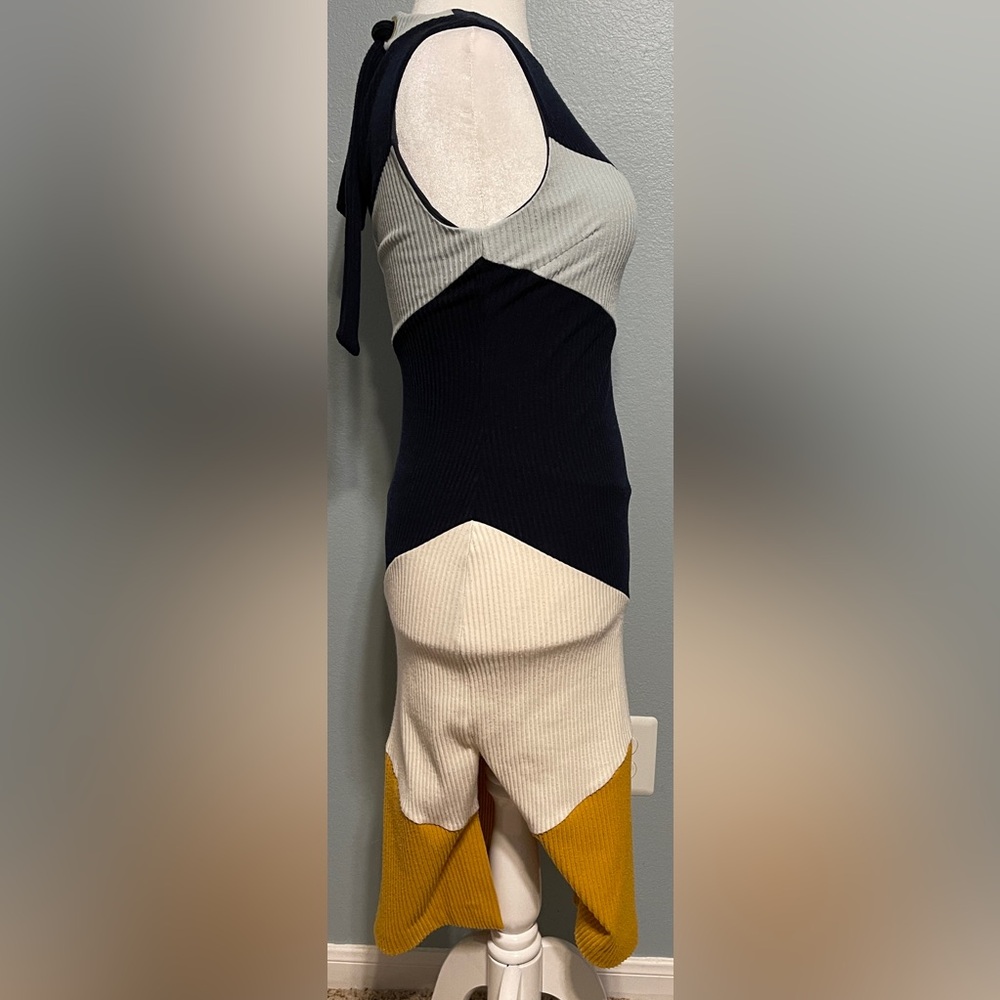 Anthropologie Hutch Lena Colorblocked Knit Midi Dress Black Gold Petite Small - Picture 7 of 13